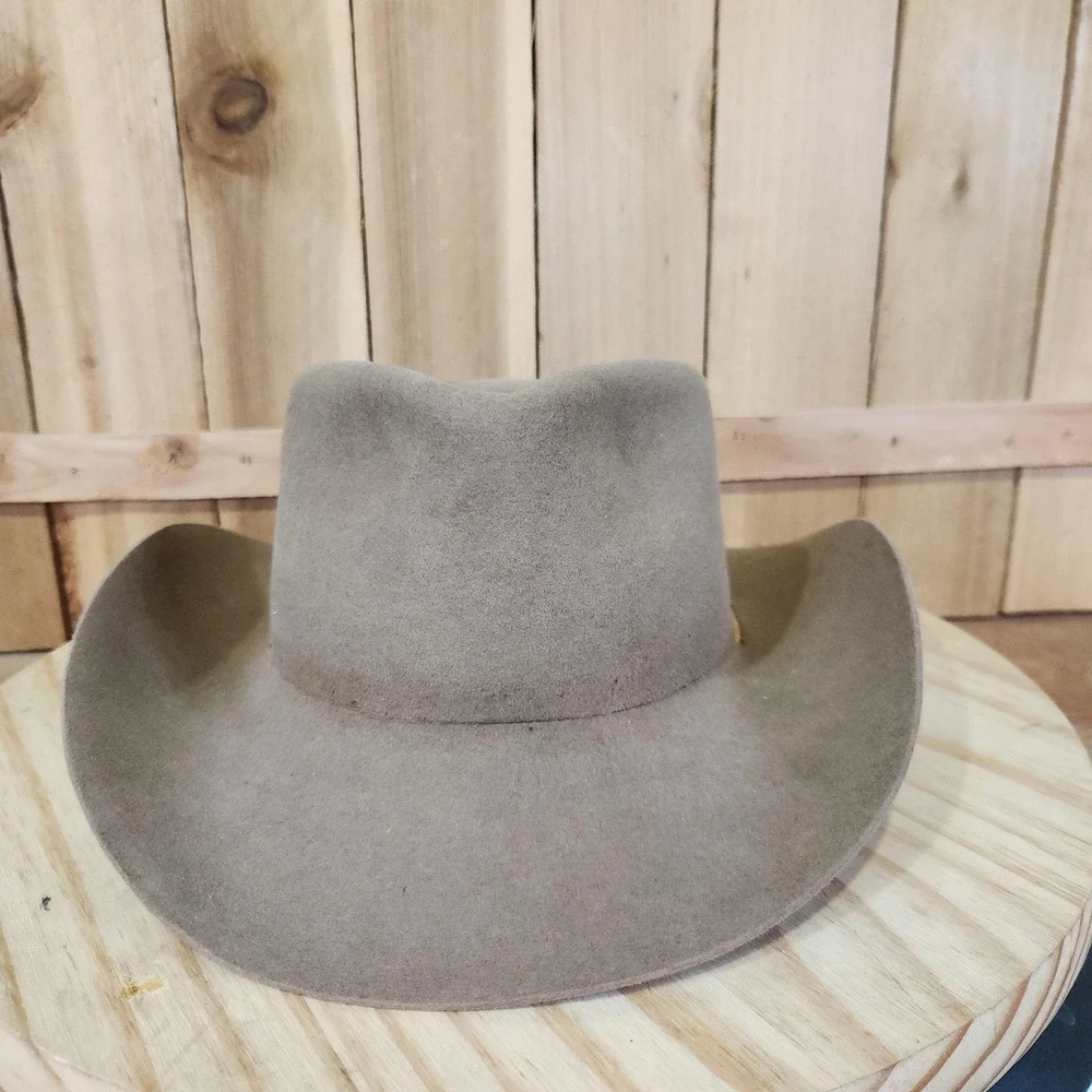 Vintage Beaver Hats Hat Cowboy Fitted Mens 55 6 3/4 Brown Fur Felt Lined Western